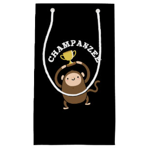 Champanzee Funny Champion Chimpanzee Pun Dark BG Small Gift Bag