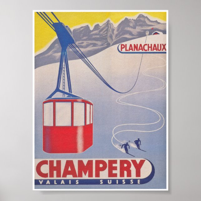 Champery Switzerland Vintage Ski Poster (Front)
