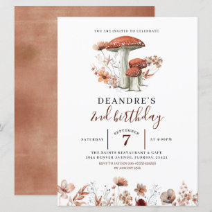 Champignon Boho d'automne Invitation d'anniversair