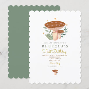Champignon d'aquarelle Invitation premier annivers