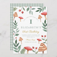 Champignon forestier Première Invitation d'anniver