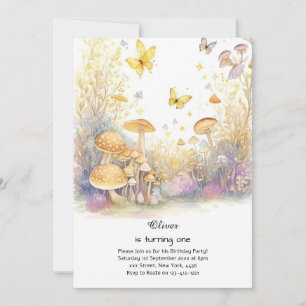 Champignons 1er anniversaire Invitation