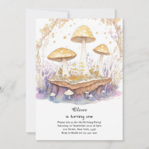 Champignons 1er anniversaire Invitation