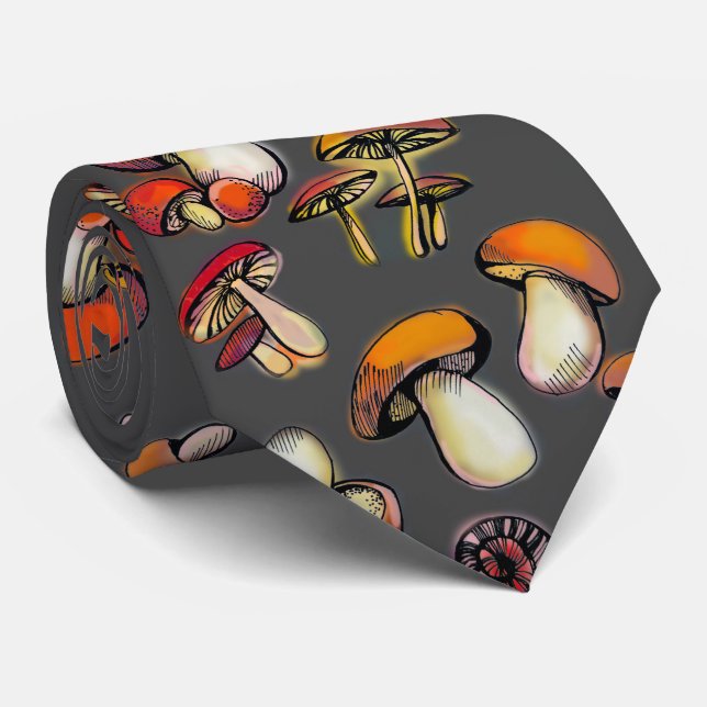 Champignons avec cravate arrière - plan gris (Roulé)