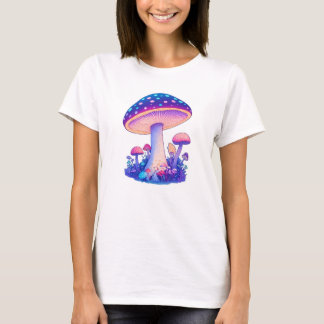 Champignons avec T-shirts aux lumières de néon et 