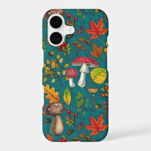 Champignons d'automne, feuilles, noix et baies sur (Verso)
