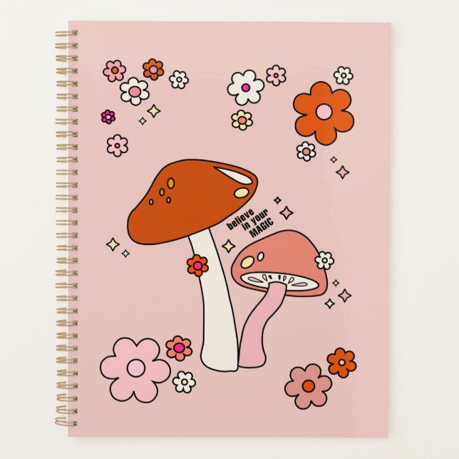 Champignons Et Fleurs Pêchent Art Retro les années (Devant)