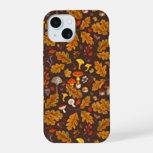 Champignons forestiers et flore d'automne sur brun