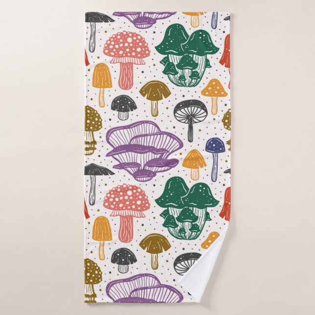 Champignons forestiers. Motif, texture, sac (Serviette de bain)
