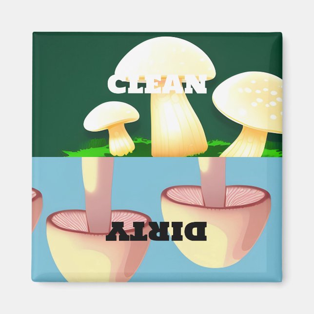 Champignons Lave-vaisselle Aimant Nettoyer Sale (Devant)