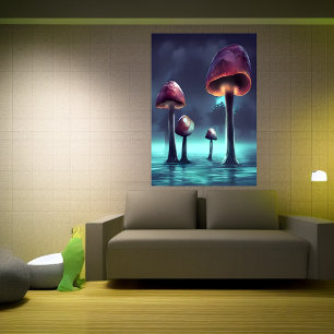 Champignons poussant dans la mer AI Art Poster