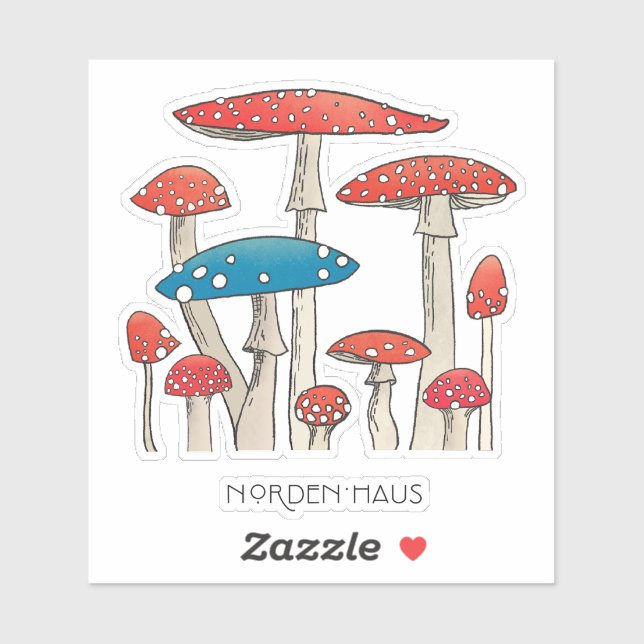 Champignons Stickers Vinyl 8" x 8" sur mesure (Feuille)