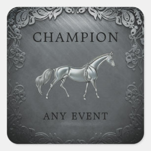 Champion Any Horse Event Accomplishment Engraved  Square Sticker
