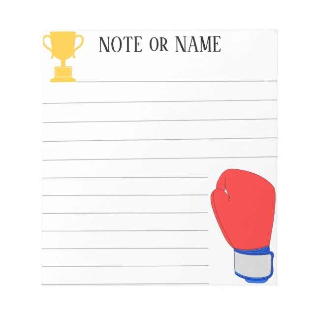 Champion Boxing Personalized Notepad (Front)
