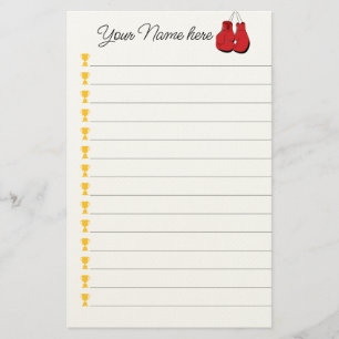 Champion Boxing Personalized Stationery Paper