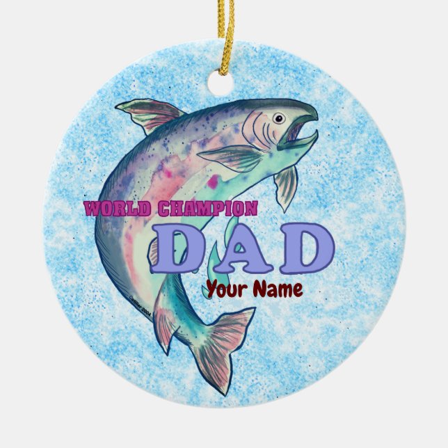 Champion Fishing Dad  Ceramic Ornament (Front)