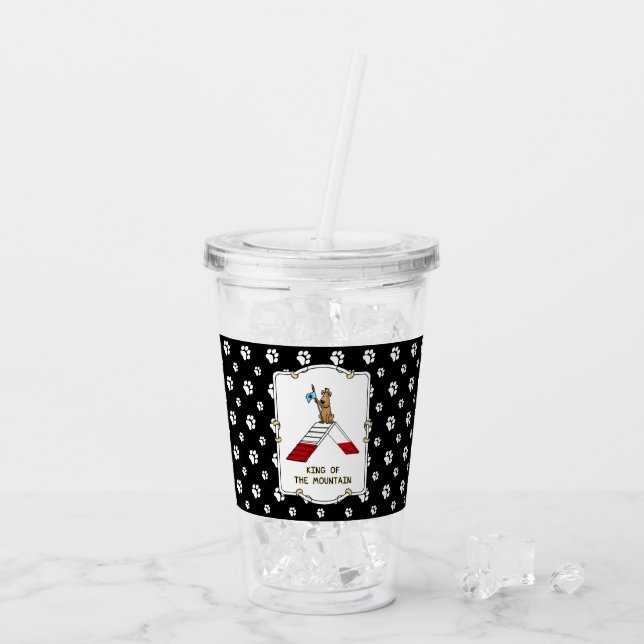Champion king of the mountain dog agility funny acrylic tumbler (Back Ice)