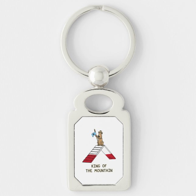 Champion king of the mountain dog agility funny keychain (Front)