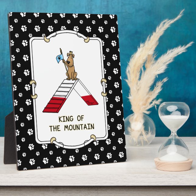 Champion king of the mountain dog agility funny plaque (Side)