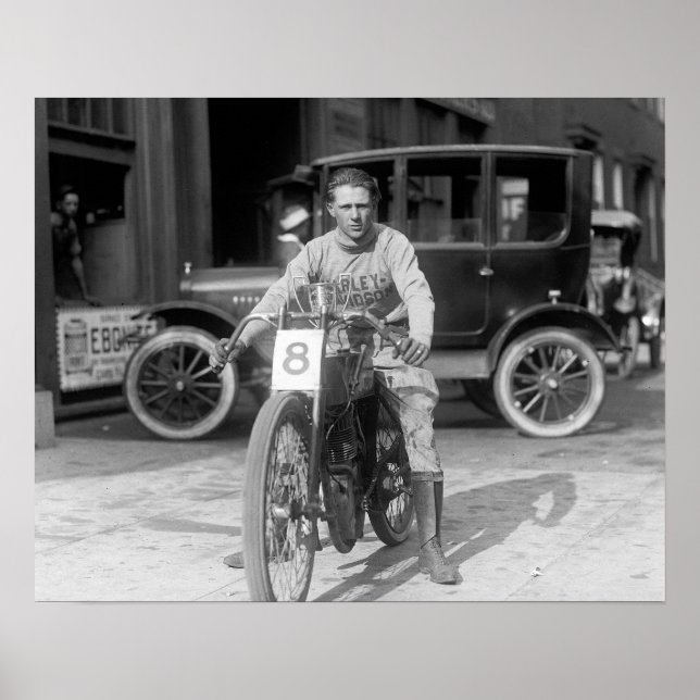Champion Motorcycle Racer, 1922. Vintage Photo Poster (Front)