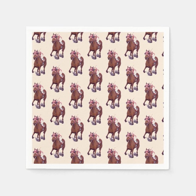 Champion Racehorse Thoroughbred Wins Napkin (Front)