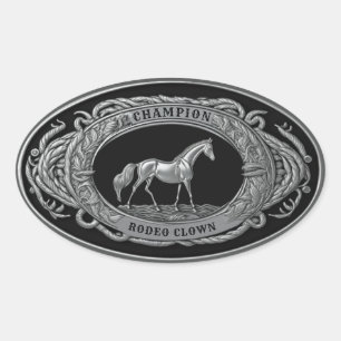 Champion Rodeo Clown Sports Event Western Buckle   Oval Sticker