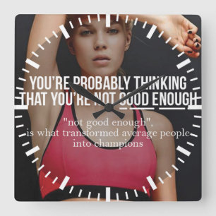 CHAMPION - Women's Workout Motivational Square Wall Clock
