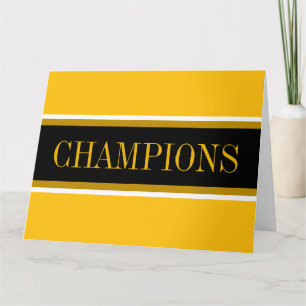 CHAMPIONS Bright Blue Black White Racing Stripes Thank You Card