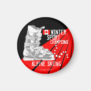 Champions de ski alpin Ski Boot CA Round Magnet