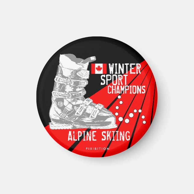 Champions de ski alpin Ski Boot CA Round Magnet (Devant)