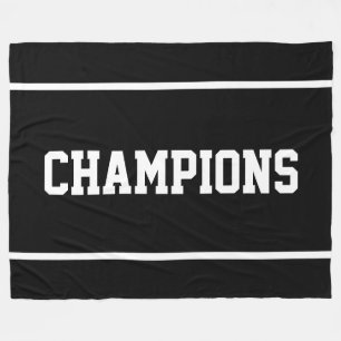 CHAMPIONS Fun Sporty White Stripes On Deep Black Fleece Blanket