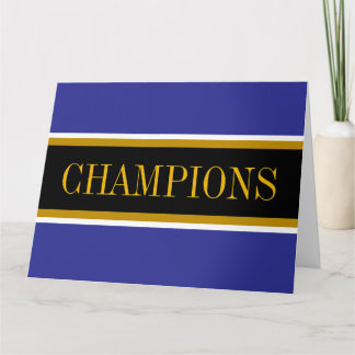 CHAMPIONS Royal Blue Black White Racing Stripes Thank You Card