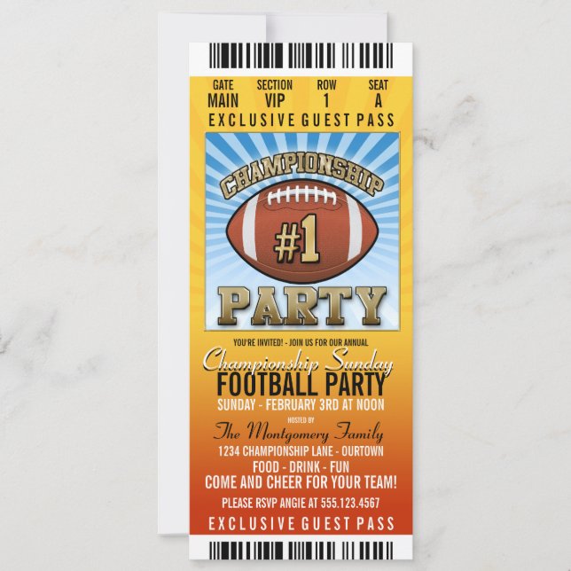 Championship Sunday Football Party Invitation (Front)