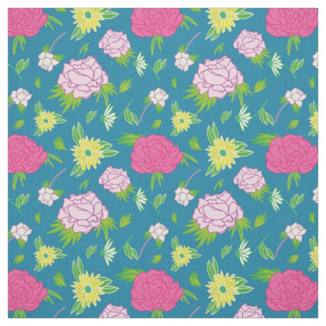 championships and daisies fabric (Swatch)