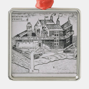 Champlain's View of Quebec Metal Ornament