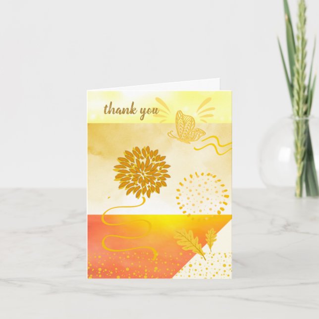 Champs Abstraits de Carte de remerciements d'or (Devant)