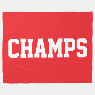 CHAMPS Athletic White Text On Sporty Bright Red Fleece Blanket
