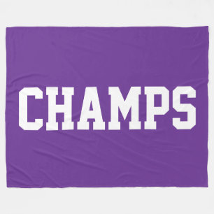 CHAMPS Athletic White Text On Sporty Royal Purple Fleece Blanket