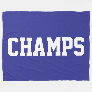 CHAMPS Bold Athletic White Text On Deep Blue Fleece Blanket