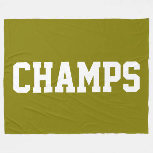CHAMPS Bold Athletic White Text On Golden Olive Fleece Blanket
