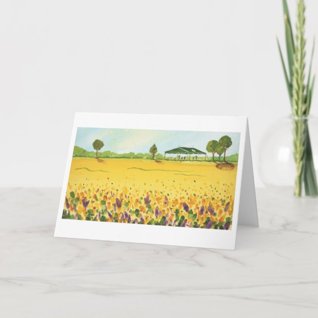 Champs de fleurs à la carte de voeux pliée Hunting (Devant)