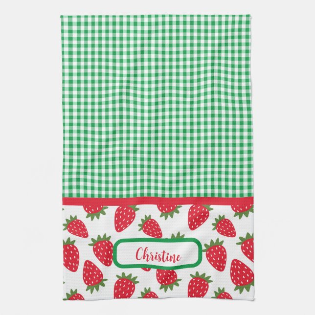 Champs de fraises et serviettes de cuisine En vich (Vertical)