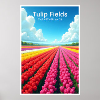 Champs de Tulipes Affiches de Voyage Pays-Bas