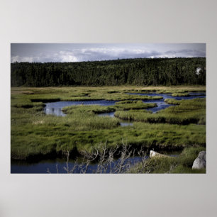 Champs et flux Impression de toile d'art