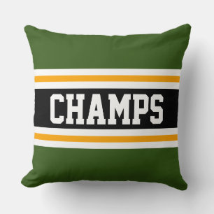 CHAMPS Forest Green Black Orange Racing Stripes Throw Pillow