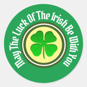 Chance des Irlandais Autocollant Rond Shamrock