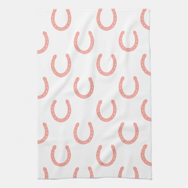 Chanceux fer à cheval rose serviette de cuisine mo (Vertical)