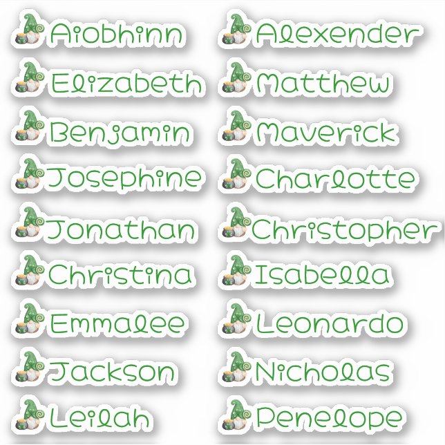 Chanceux Gnome Personnalisé Stickers de noms multi (Devant)