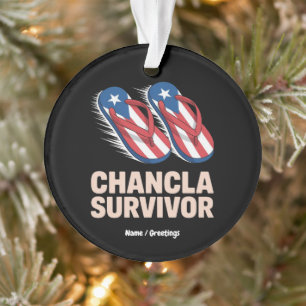 Chancla Survivor Funny Puerto Rico Joke Gift  Ornament