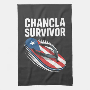 chancla survivor funny spanish joke kitchen towel